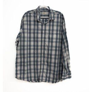 Old Navy Mens White Black Shirt Button Up Check Collared Plaid Long Sleeve XXL